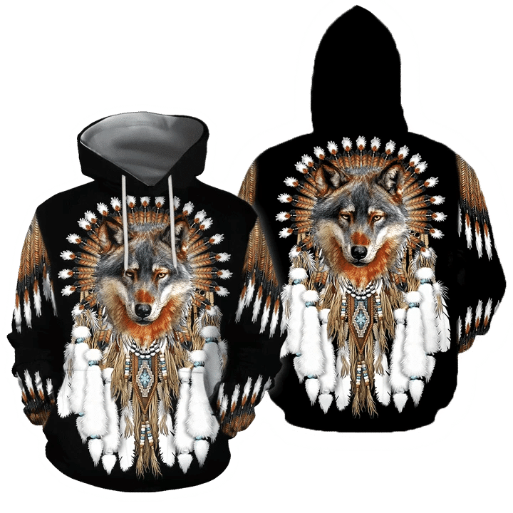 Native Wolf Dreamcatcher Unique Zip Hoodie Crewneck Sweatshirt T-Shirt 3D All Over Print For Men And Women