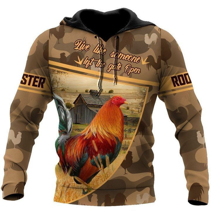 Love Rooster Zip Hoodie Crewneck Sweatshirt T-Shirt 3D All Over Print For Men And Women