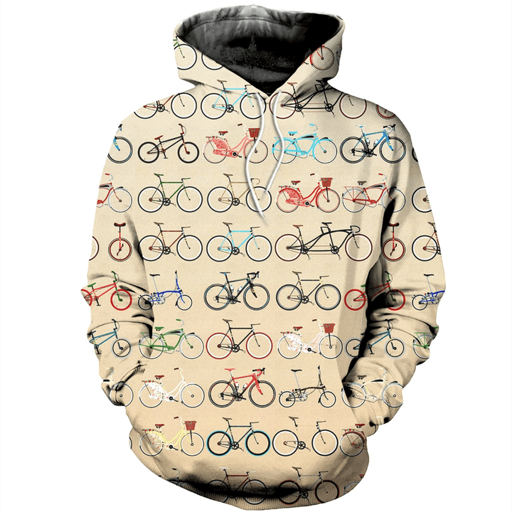 Bicycle Zip Hoodie Crewneck Sweatshirt T-Shirt 3D All Over Print For Men And Women