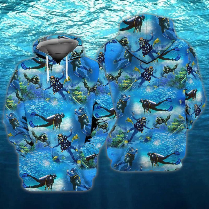 Diving Zip Hoodie Crewneck Sweatshirt T-Shirt 3D All Over Print For Men And Women