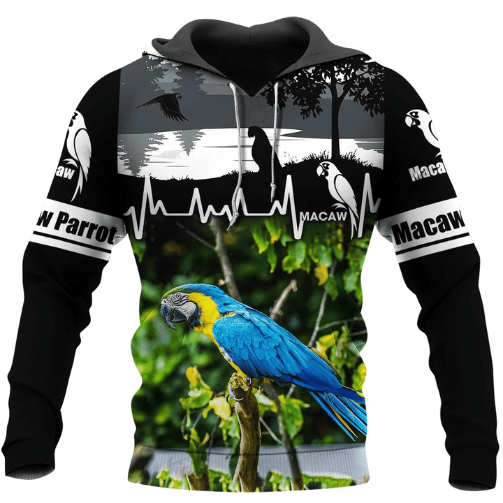 Love Macaw Parrot Zip Hoodie Crewneck Sweatshirt T-Shirt 3D All Over Print For Men And Women