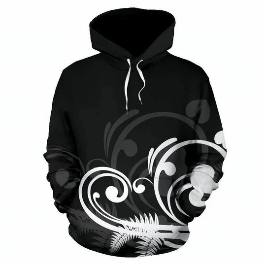 Silver Fern New Zealand Black And White Design Zip Hoodie Crewneck Sweatshirt T-Shirt 3D All Over Print For Men And Women