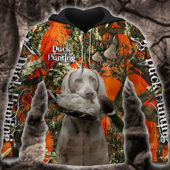 Duck Hunting Orange Camouflage Zip Hoodie Crewneck Sweatshirt T-Shirt 3D All Over Print For Men And Women