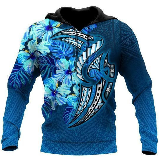 Polynesian Hibiscus Zip Hoodie Crewneck Sweatshirt T-Shirt 3D All Over Print For Men And Women