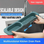 Kitchen Sink Rack Organizer Telescopic Drain Rack Dish Washing Filter Drain Storage Basket Adjustable Sponge Soap Hanging Holder