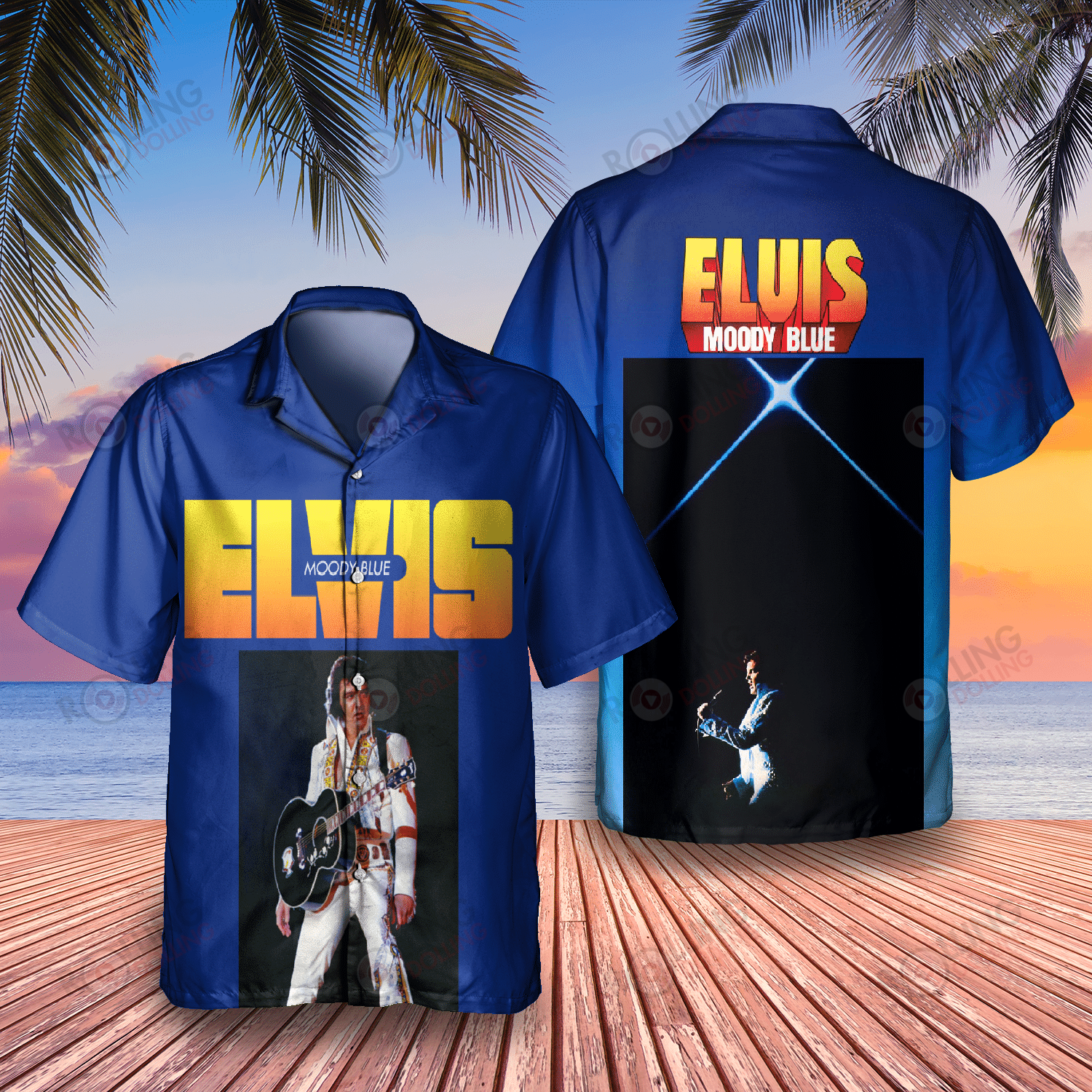 HOT Elvis Presley Moody Blue Album Tropical Shirt2