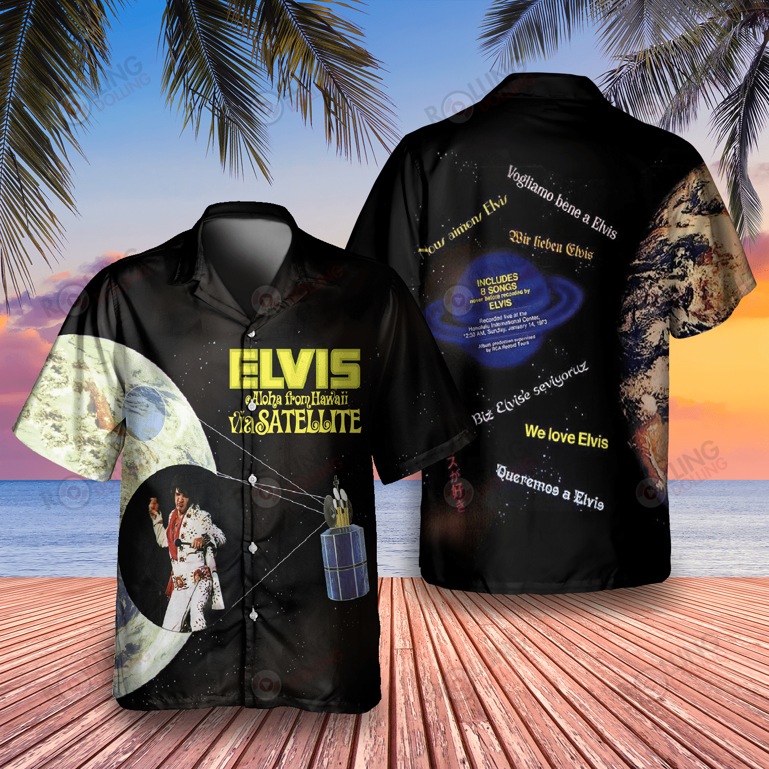 HOT Elvis Presley Aloha From Hawaii Via Satellite Album Tropical Shirt2