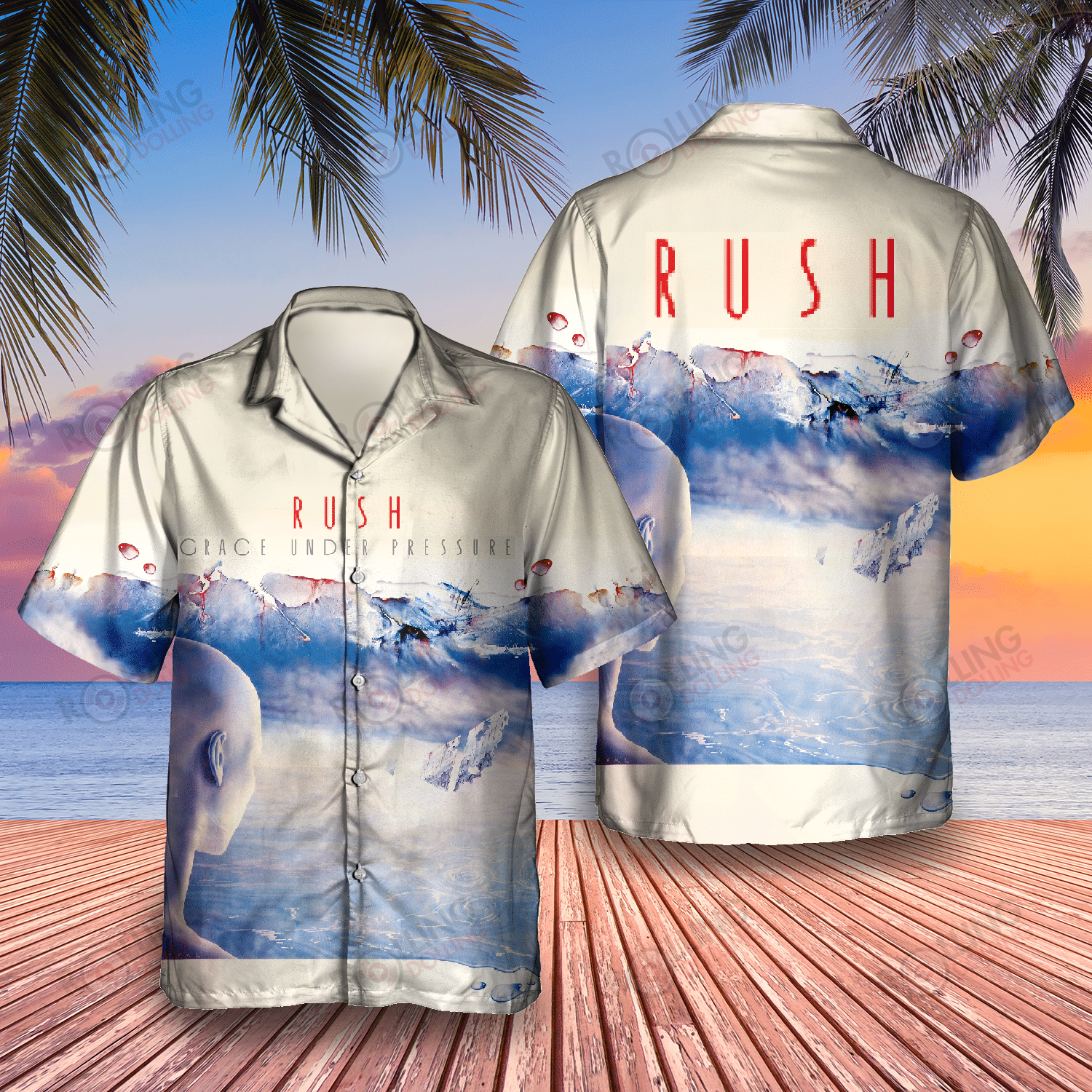HOT Rush Grace Under Pressure Album Tropical Shirt2
