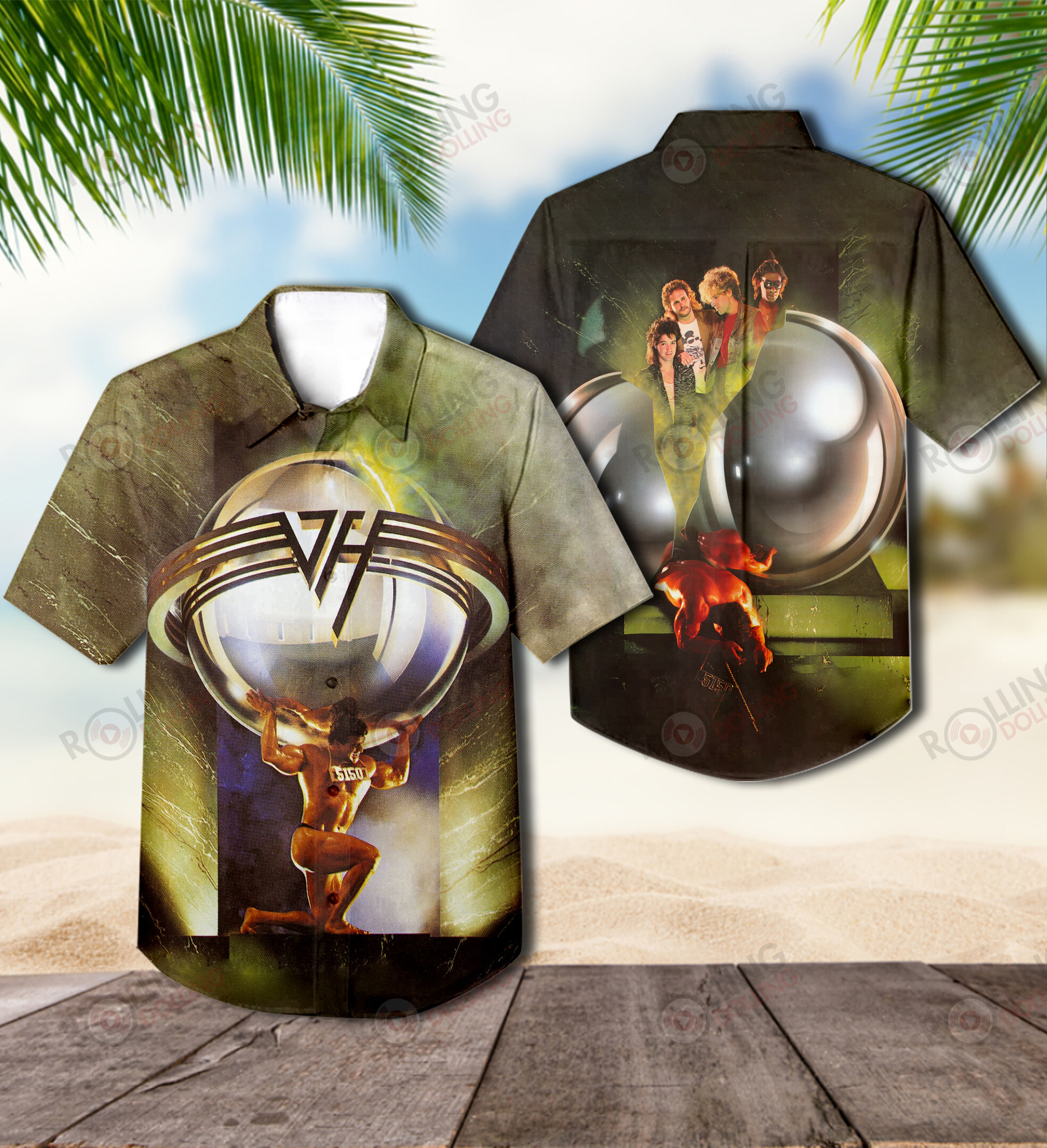 HOT Van Halen 5150 Album Yellow Tropical Shirt1