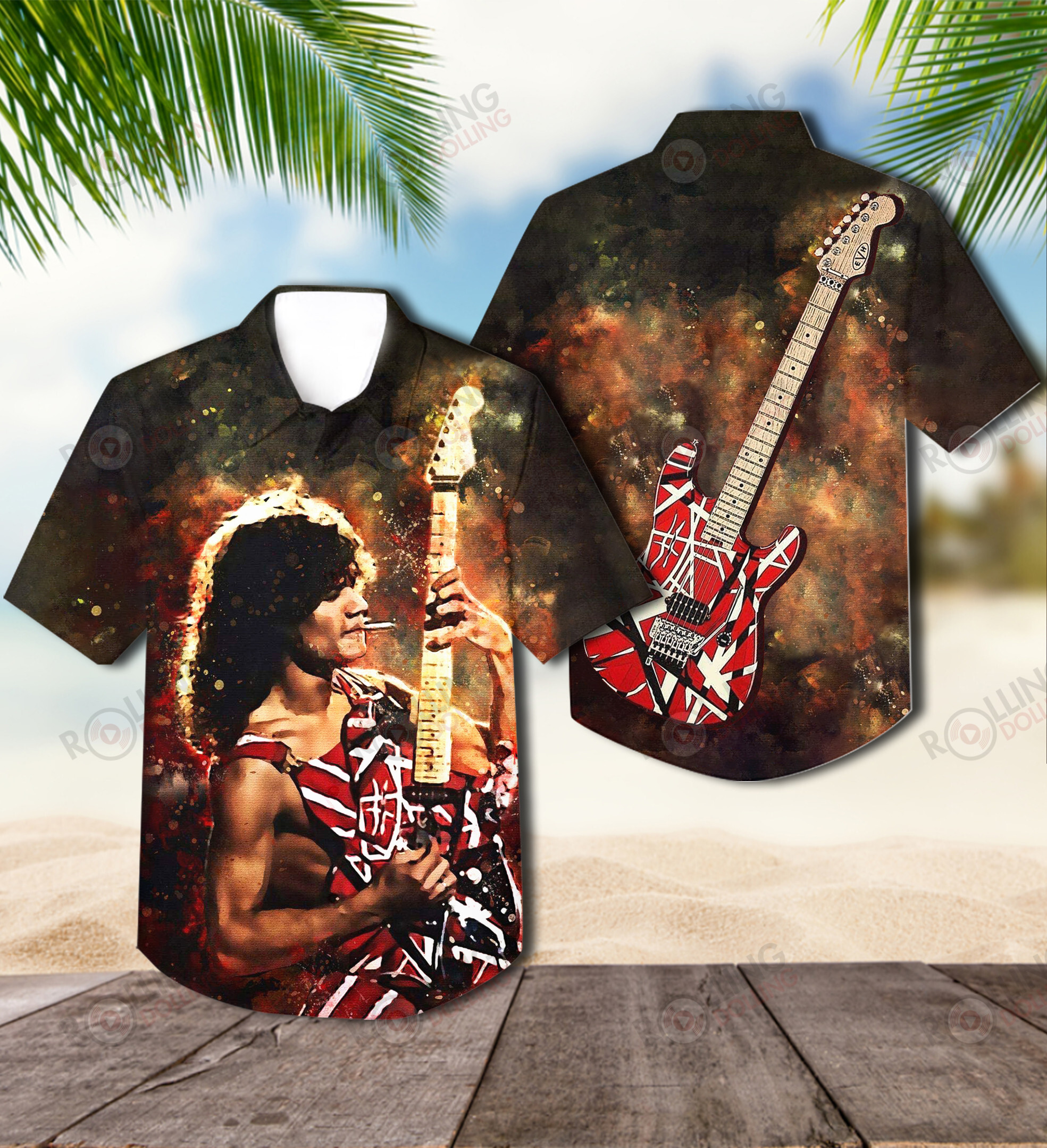 HOT Van Halen Love Guitar Album Tropical Shirt1