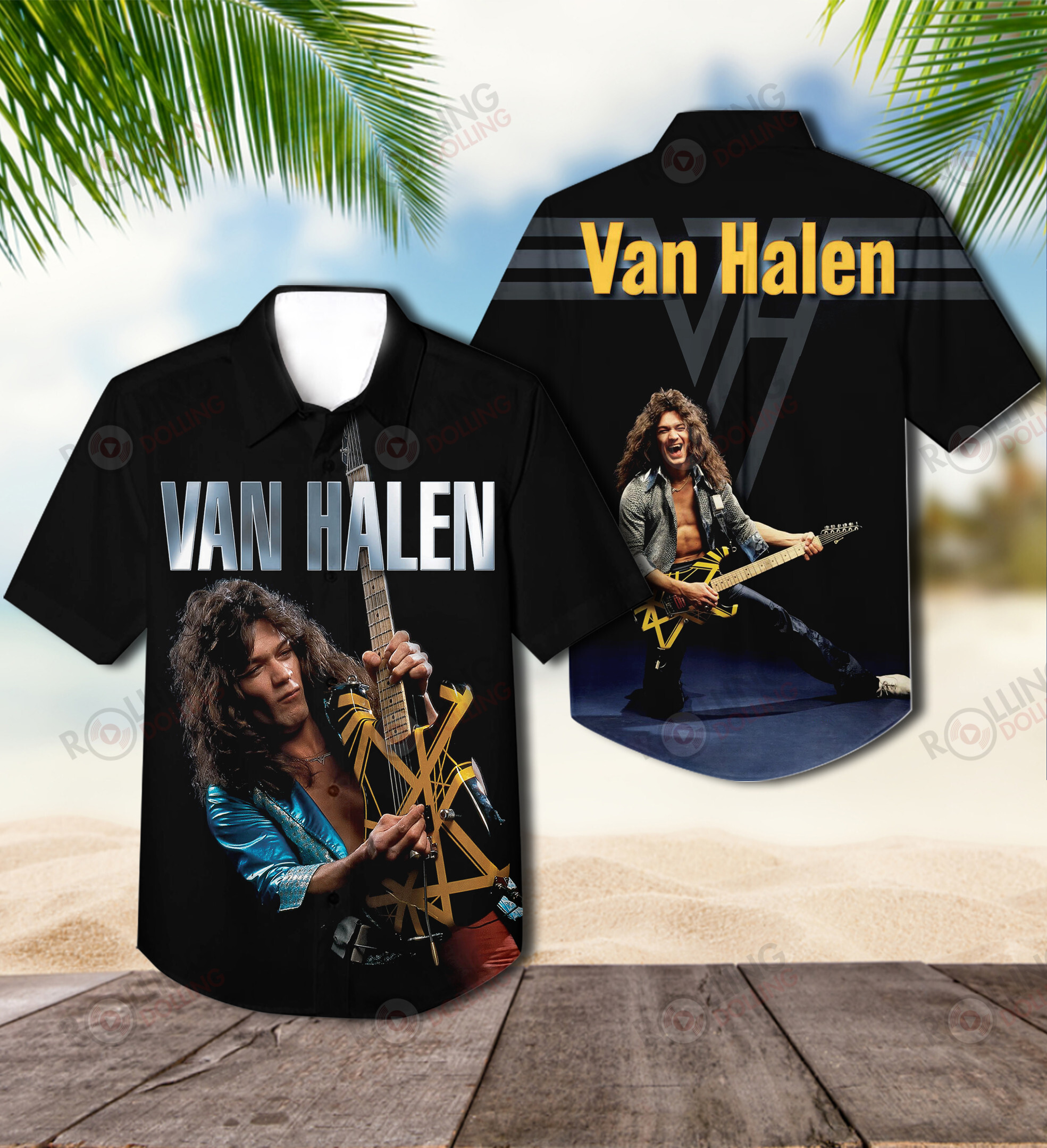 HOT Van Halen Rock Guitar Album Tropical Shirt2