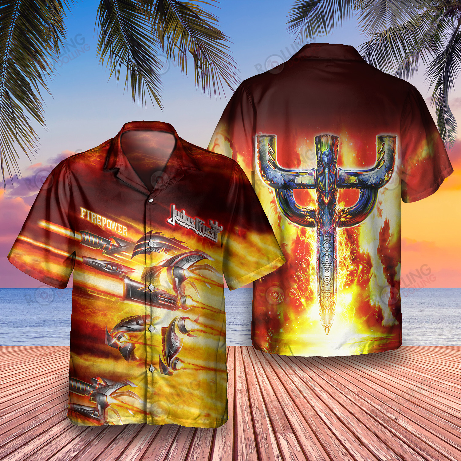 HOT Judas Priest Firepower Album Tropical Shirt1