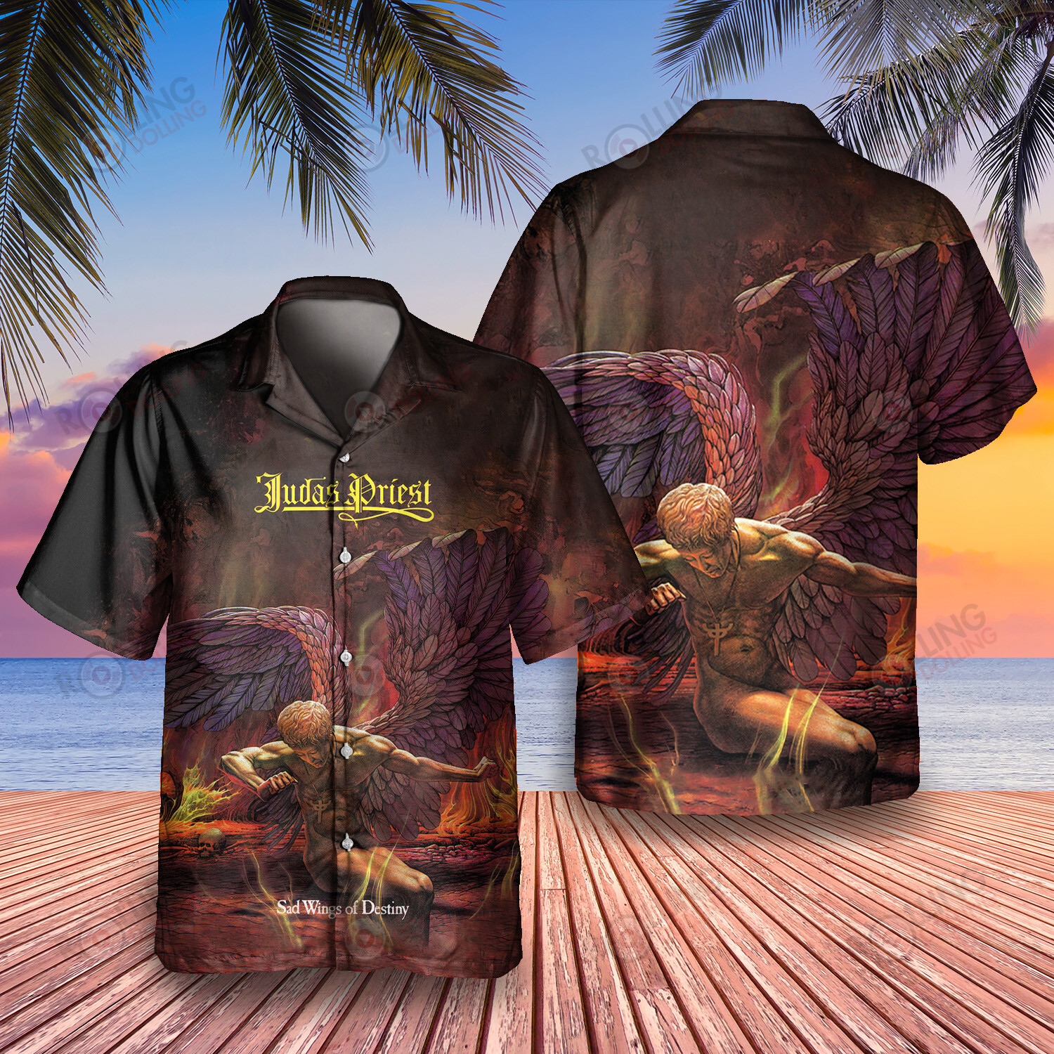 HOT Judas Priest Sad Wings of Destiny Album Tropical Shirt2