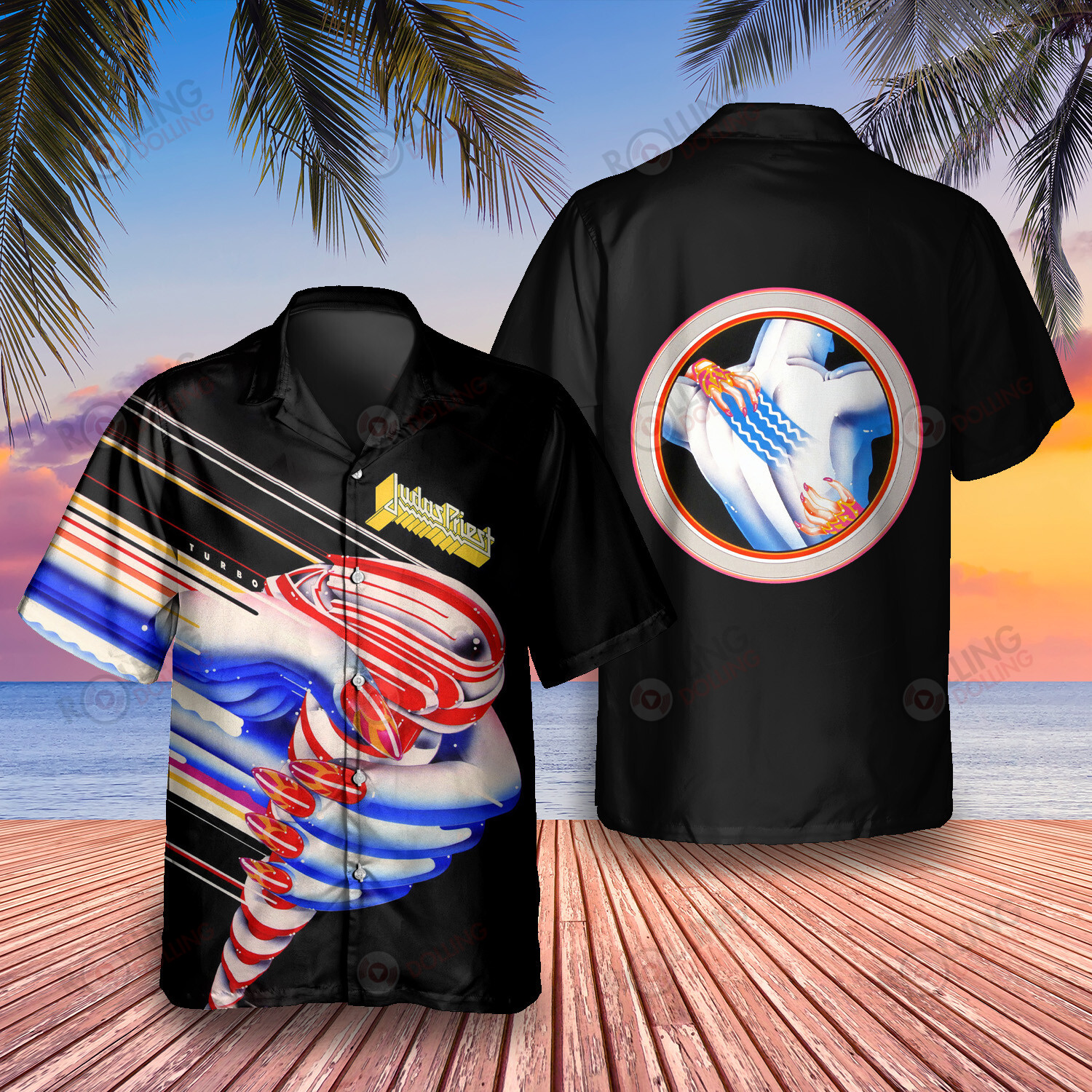 HOT Judas Priest Turbo Album Tropical Shirt1