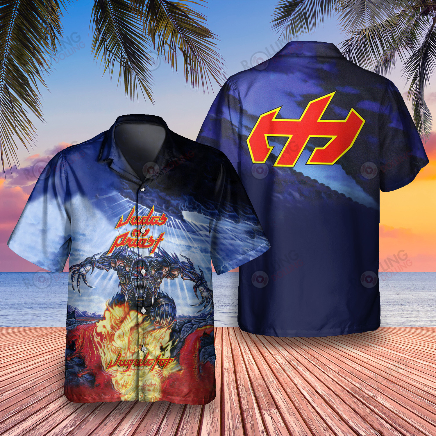 HOT Judas Priest Jugulator Album Tropical Shirt1