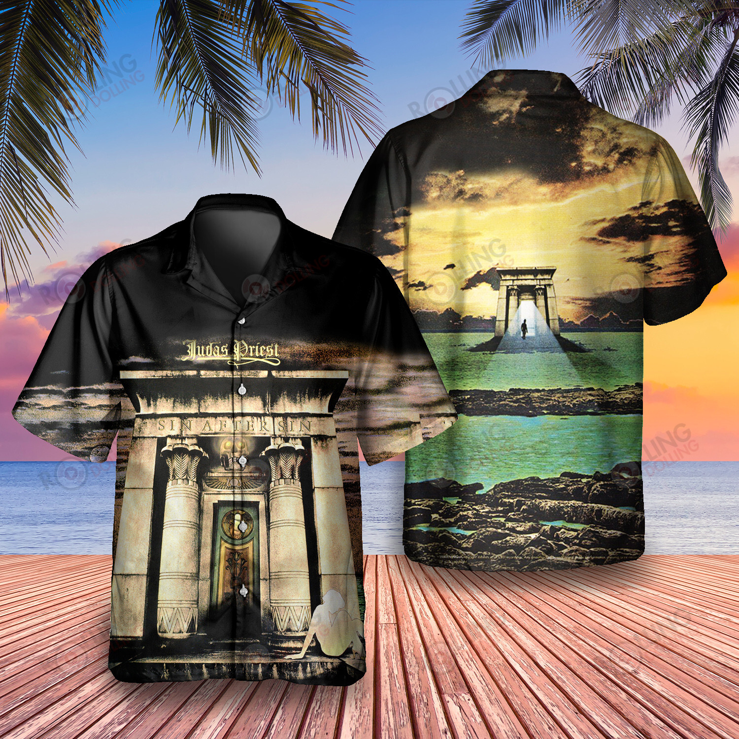 HOT Judas Priest Sin After Sin Album Tropical Shirt2