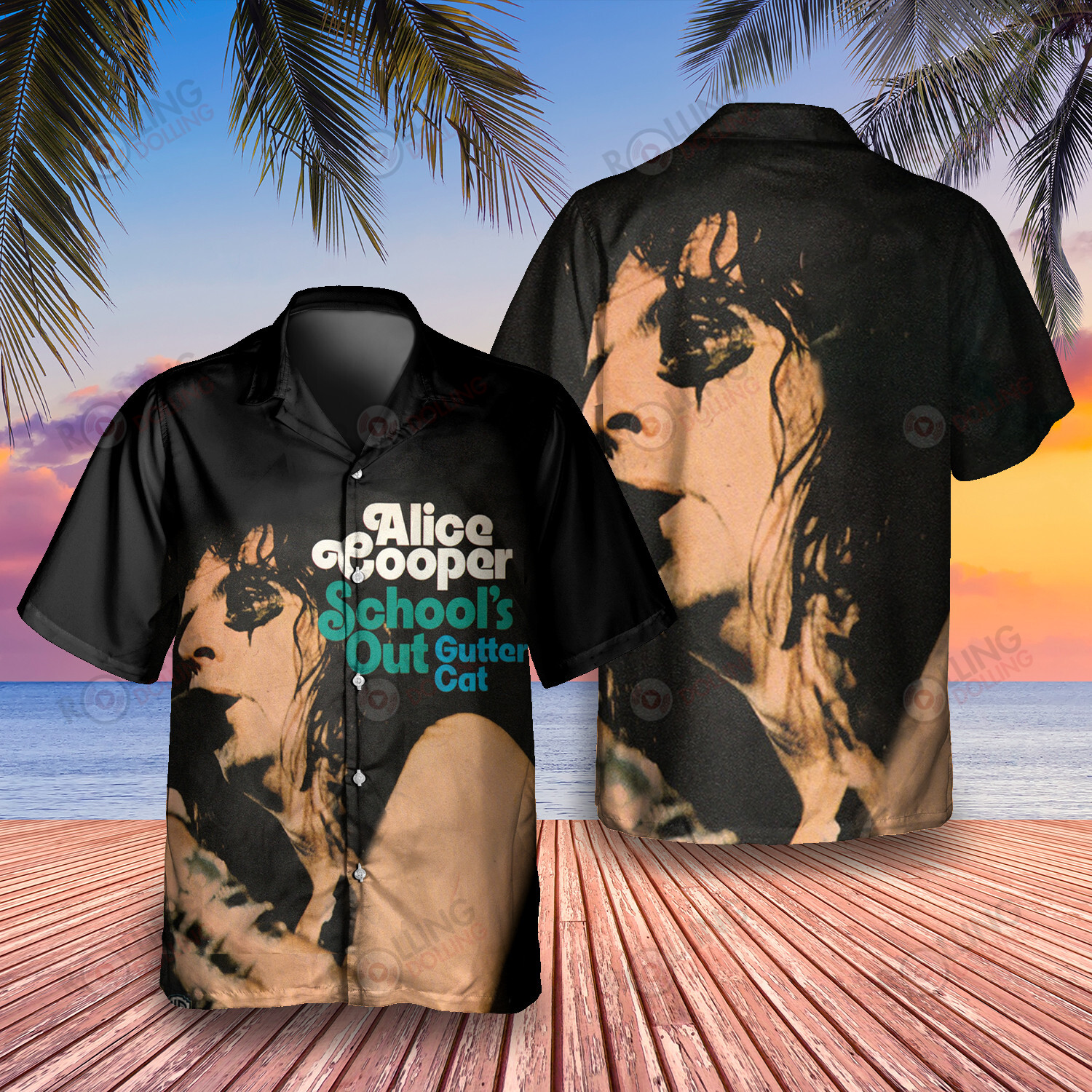 HOT Alice Cooper Gutter Cat Album Tropical Shirt2