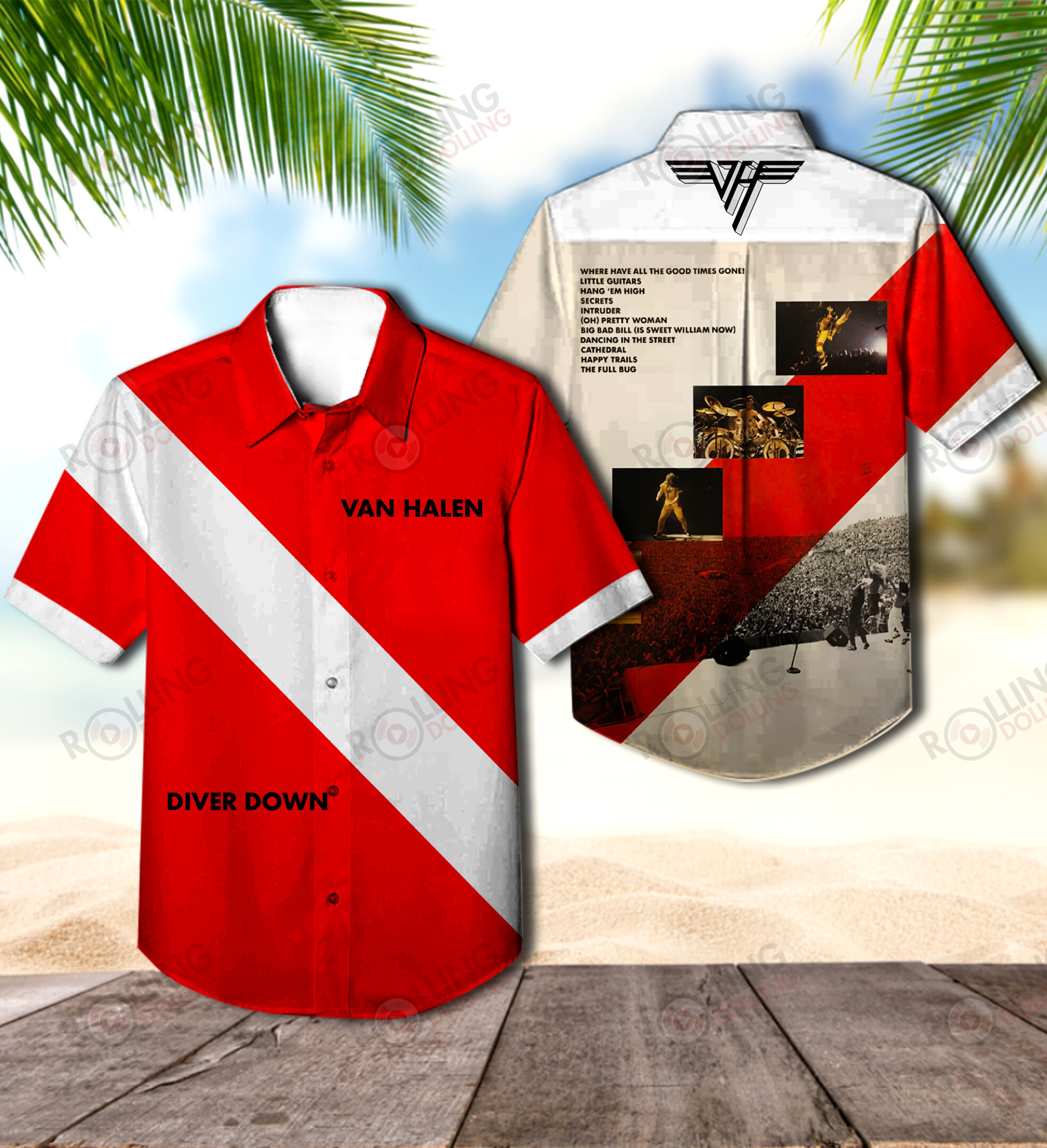 HOT Van Halen Diver Down Album Tropical Shirt1