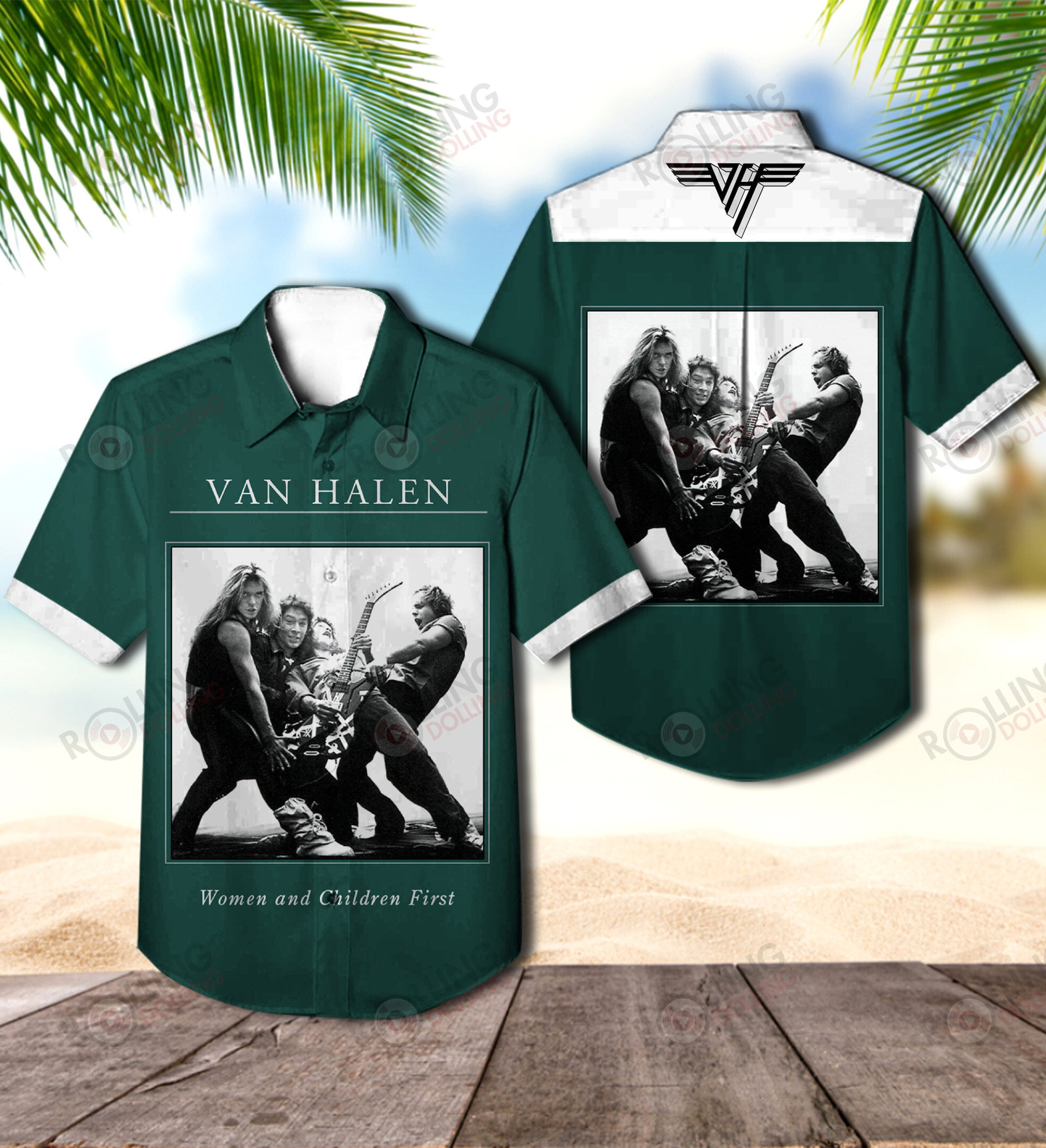 HOT Van Halen Women And Children First Album Green Tropical Shirt1