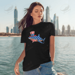 Shark 4th Of July American Flag Red White Blue Patriotic Unisex Shirt