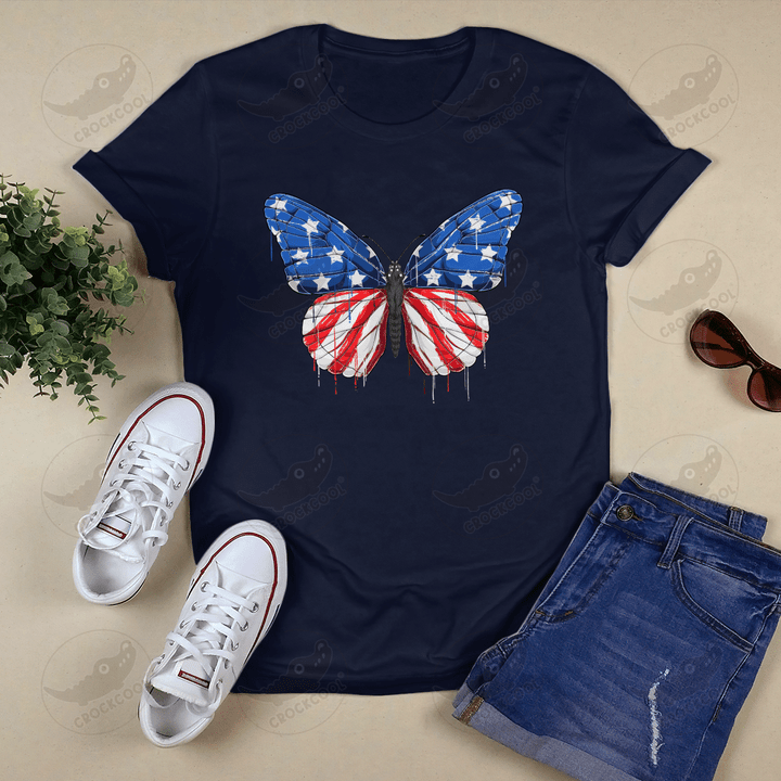 Patriotic Butterfly American Flag Happy 4th Of July