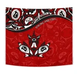 Canada Day Tapestry, Haida Maple Leaf Style Tattoo Red