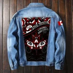 Canada Day Denim Jacket - Haida Maple Leaf Tattoo Style Black A02