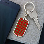 1sttheworld Jewelry - Morrison Red Modern Tartan Dog Tag with Swivel Keychain A7 | 1sttheworld