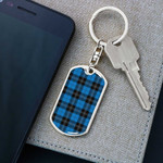 1sttheworld Jewelry - Ramsay Blue Ancient Tartan Dog Tag with Swivel Keychain A7 | 1sttheworld