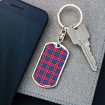 1sttheworld Jewelry - Graham of Menteith Red Tartan Dog Tag with Swivel Keychain A7 | 1sttheworld