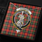 1sttheworld Jewelry - Stewart Royal Modern Clan Tartan Crest Graceful Love Giraffe Necklace A7 | 1sttheworld