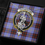1sttheworld Jewelry - Rutherford Clan Tartan Crest Graceful Love Giraffe Necklace A7 | 1sttheworld