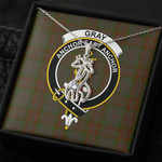 1sttheworld Jewelry - Gray Hunting Clan Tartan Crest Graceful Love Giraffe Necklace A7 | 1sttheworld