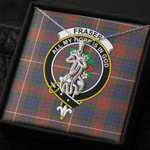 1sttheworld Jewelry - Fraser Hunting Modern Clan Tartan Crest Graceful Love Giraffe Necklace A7 | 1sttheworld