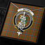 1sttheworld Jewelry - Seton Hunting Modern Clan Tartan Crest Graceful Love Giraffe Necklace A7 | 1sttheworld