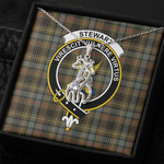 1sttheworld Jewelry - Stewart Hunting Weathered Clan Tartan Crest Graceful Love Giraffe Necklace A7 | 1sttheworld