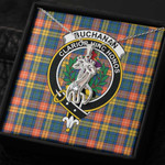 1sttheworld Jewelry - Buchanan Ancient Clan Tartan Crest Graceful Love Giraffe Necklace A7 | 1sttheworld