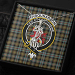 1sttheworld Jewelry - Farquharson Weathered Clan Tartan Crest Graceful Love Giraffe Necklace A7 | 1sttheworld