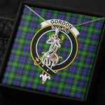 1sttheworld Jewelry - Gordon Modern Clan Tartan Crest Graceful Love Giraffe Necklace A7 | 1sttheworld