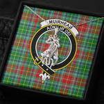 1sttheworld Jewelry - Muirhead Clan Tartan Crest Graceful Love Giraffe Necklace A7 | 1sttheworld