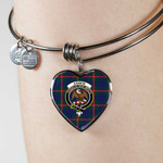 1sttheworld Jewelry - Agnew Modern Clan Tartan Crest Heart Bangle A7 | 1sttheworld