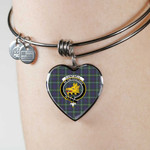 1sttheworld Jewelry - Campbell Argyll Modern Clan Tartan Crest Heart Bangle A7 | 1sttheworld