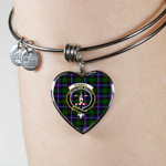 1sttheworld Jewelry - Russell Modern Clan Tartan Crest Heart Bangle A7 | 1sttheworld