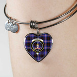 1sttheworld Jewelry - Dunlop Modern Clan Tartan Crest Heart Bangle A7 | 1sttheworld