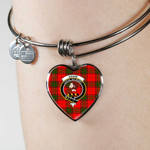 1sttheworld Jewelry - Adair Clan Tartan Crest Heart Bangle A7 | 1sttheworld
