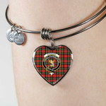 1sttheworld Jewelry - Stewart Royal Modern Clan Tartan Crest Heart Bangle A7 | 1sttheworld