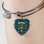 1sttheworld Jewelry - Gordon Ancient Clan Tartan Crest Heart Bangle A7 | 1sttheworld