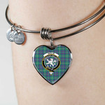 1sttheworld Jewelry - Inglis Ancient Clan Tartan Crest Heart Bangle A7 | 1sttheworld