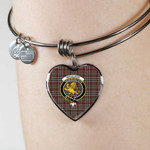 1sttheworld Jewelry - Nicolson Hunting Weathered Clan Tartan Crest Heart Bangle A7 | 1sttheworld