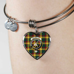 1sttheworld Jewelry - MacMillan Old Modern Clan Tartan Crest Heart Bangle A7 | 1sttheworld